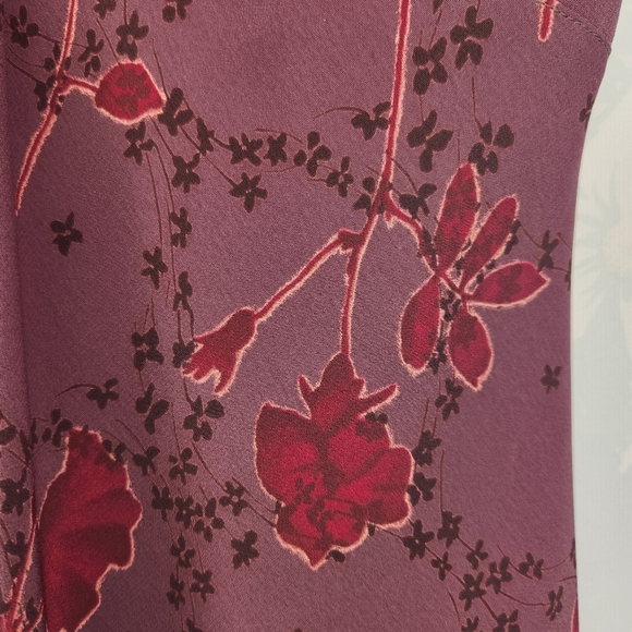 VINTAGE 1990s Beyer Too! Burgundy Cottage Floral Slip Maxi Dress Size 5 - Picture 6 of 13